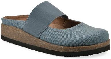 Women's Bassi Mary Jane Footbeds Clog by White Mountain in Vintage Blue Fabric (Size 5 M)