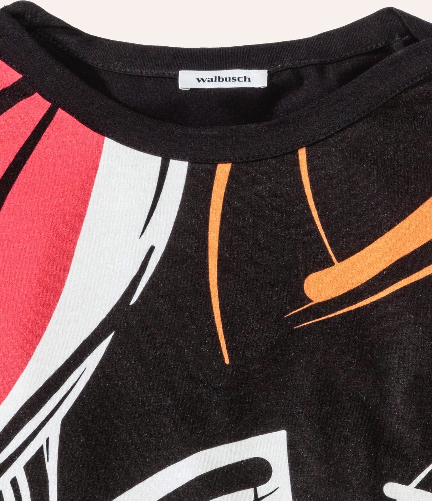 Walbusch Viskoseshirt Abstract Flower, normale Größen, Farbe Schwarz, 42, angenehmer Viskosemix elastisch bequem Damen