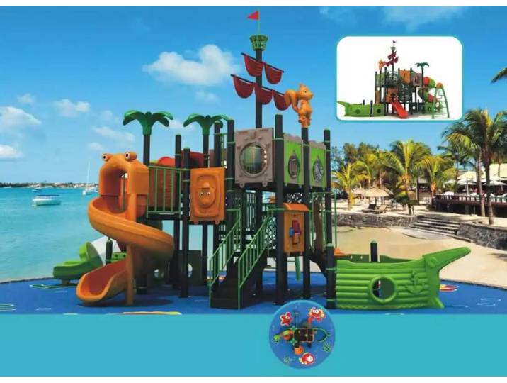 Xlmoebel Spielturm Schiff Turm mit Rutsche und Kletternetz für Kinder im Garten, Hergestellt in Europa