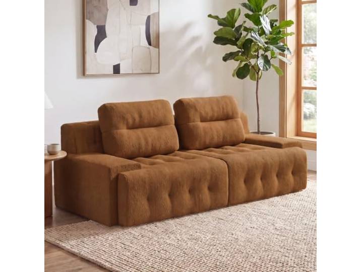 JUMMICO Modulares Sofa Couch Boneless Cloud Sofa 2 Sitzer Sofa mit Kissen Ecksofa 225 cm breit für Wohnung und Wohnzimmer,Terrakotta