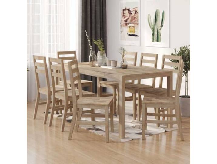 KTHLBRH 8 Stueck Esszimmerstuehle aus Massivholz Akazie Akazien-Hartholz, stabile Konstruktion, ergonomische Lehne, Montageanleitung enthalten