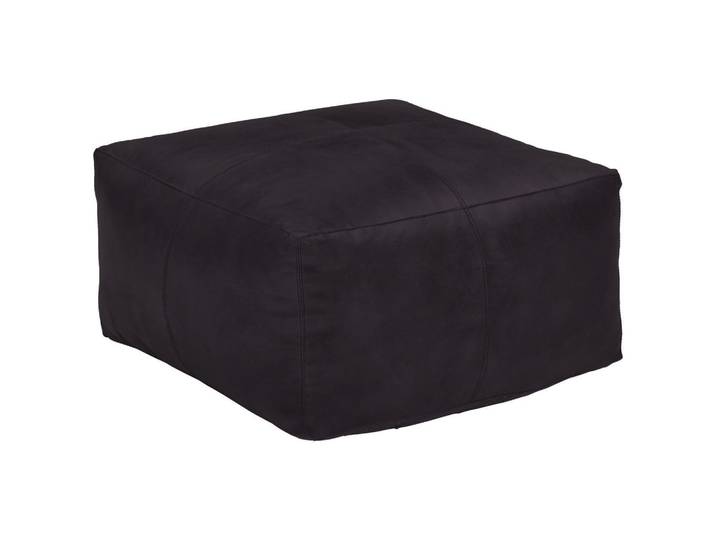 Livetastic Pouf, Schwarz, Echtleder, Büffelleder, 13 L, Füllung: Baumwolle (recycelt), 60x35x60 cm, Indoor, Wohnzimmer, Hocker, Poufs