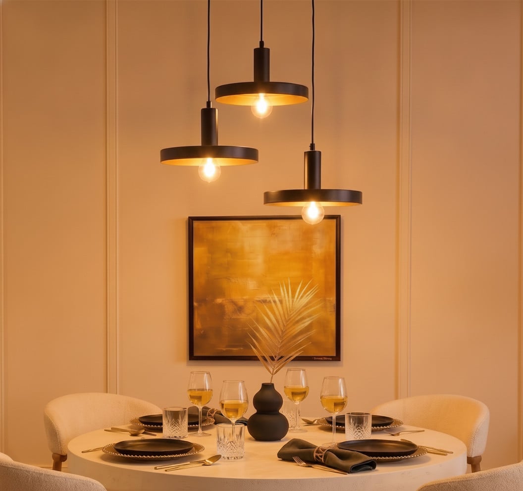 Nova Luce Garni Design Hanglamp 3-lichts zwart en goud/messing met dimbare LED-opties