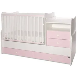Lorelli Baby- Jugendbett Combo umbaubar 2 Kinder gleichzeitig Schaukelfunktion pink