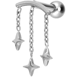 Titan Ohrpiercing mit Innengewinde BOGEN + 3 STERNE
