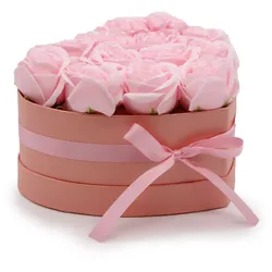 Soap Flower Gift Bouquet - 13 Pink Roses - Heart