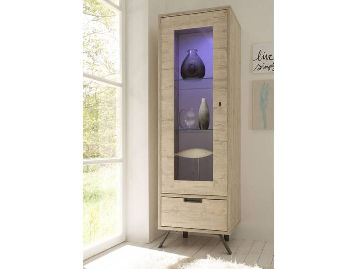 Vitrine 1 porte 1 tiroir Goa chene blond - Basika