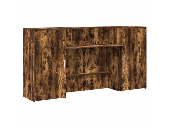 HKLGBVCR Empfangsschreibtisch, rauchfarbene Eiche, 200 x 50 x 103,5 cm Integrierte Theke, Stauraum, Diskrete Interaktionen, Firmenbüros, Hotelhallen, medizinische Kliniken,