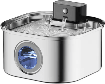 Inspire Picks Wireless Stainless Steel Cat Water Fountain With Motion Sensor & Rechargeable Battery a