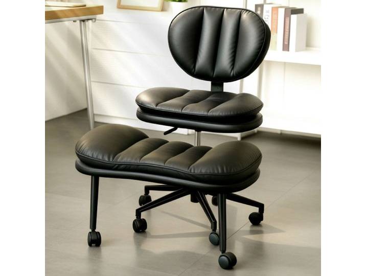 Chaise gaming Ergonomique à jambes croisées dossier pivotant hauteur réglable noir facile à nettoyer