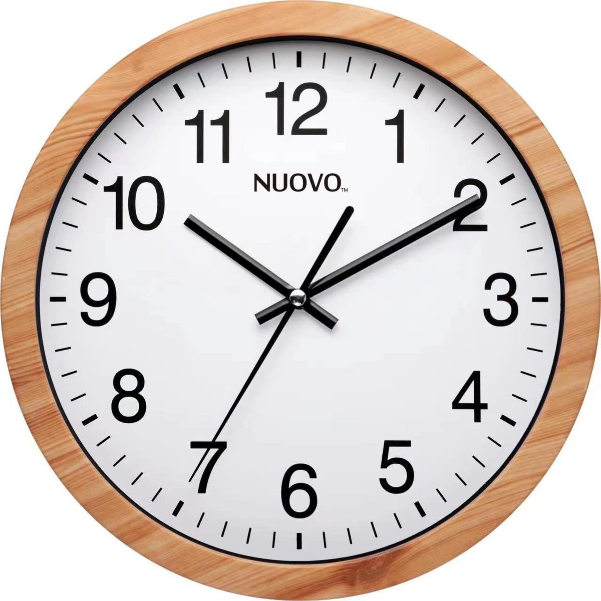 Omgoods Houten Wandklok - 10 Inch - Analoge Retro Wandklok voor Woonkamer, Slaapkamer en Keuken