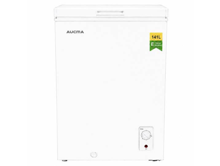 AUCMA 141 L Congélateur Coffre Convertible, Réfrigérateur &amp; Congélateur Réversible, Mini Congélateur Profond Ouverture par le Haut, Classe Énergétique E, Fonctionnement Silencieux, Thermostat à 7 Niveaux, Panier Amovible &amp; Tuyau de Dégivrage, Convient pou