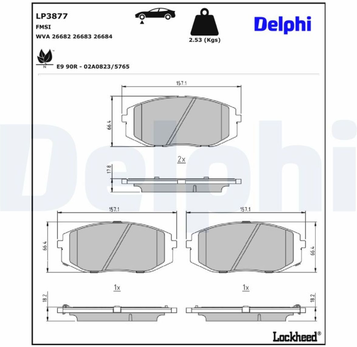 Bremsbelagsatz, Scheibenbremse DELPHI LP3877