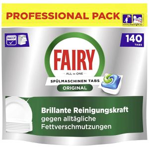 Fairy Spülmaschinentabs Professional Original, All-in-One, kraftvolle Reinigung, strahlender Glanz, 140 Tabs