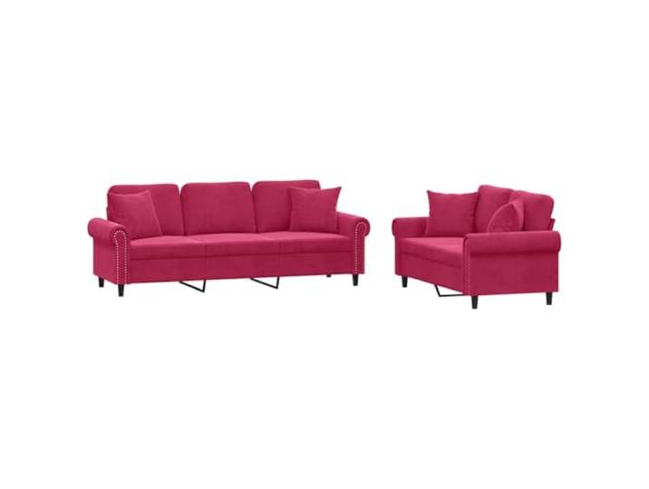 Todiikf 2-TLG Sofagarnitur mit Kissen Weinrot Samt 2er & 3er Couch Elegant gestaltetes Polstermöbel Set aus weichem Samtstoff und robustem Metallrahmen für Wohnzimmer und Büro.