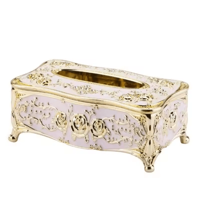 European Style Luxury Tissue Storage Box For Home & Hospitality a golden Pink