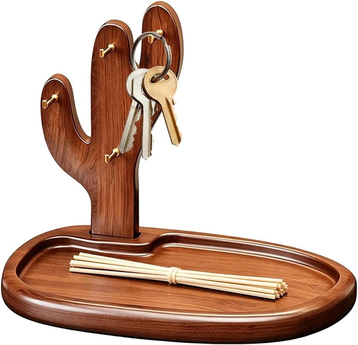 Sieraden en sleutelbakje van hout in rustieke stijl, H: 16 cm, B: 23,5 cm, D: 15 cm