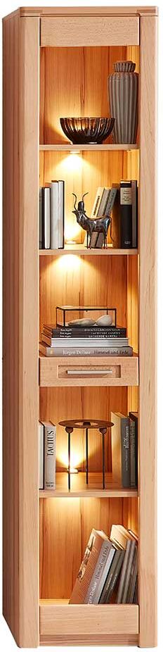 Pharao24.de Bücherregal mit Beleuchtung in Kernbuchefarben 203 cm hoch