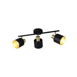 Deckenleuchte Deckenlampe Strahler Metall Schwarz-Gold verstellbar L 53,5 cm