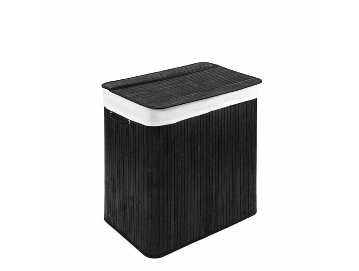 WohnDirect Wäschekorb MIT Deckel Bamboo, Schwarz, Naturmaterialen, 60x60x40 cm, Haushalt & Reinigung, Wäschepflege, Wäschekörbe & Wäschetonnen