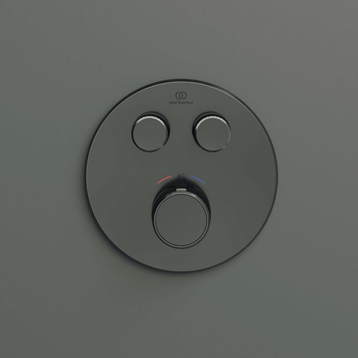 Ideal Standard Navigo Fertigmontageset A7296A5 rund, 2 Entnahmen, für Unterputz-Brausethermostat, magnetic grey