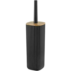 WENKO WC-Garnitur Mod. Rotello Schwarz, mit Bambus-Deckel und Rillenstruktur