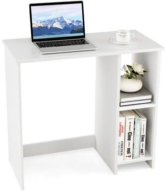 Costway 31.5 Inch Modern Home Office Desk with 2 Compartments-White