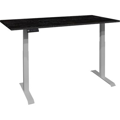 Schreibtisch MÄUSBACHER "Big System Office", silber (silber, flamed wood schwarz, silber, flamed wood schwarz), B:160cm, Tische, Schreibtisch, Breite 160 cm, elektrisch höhenverstellbar