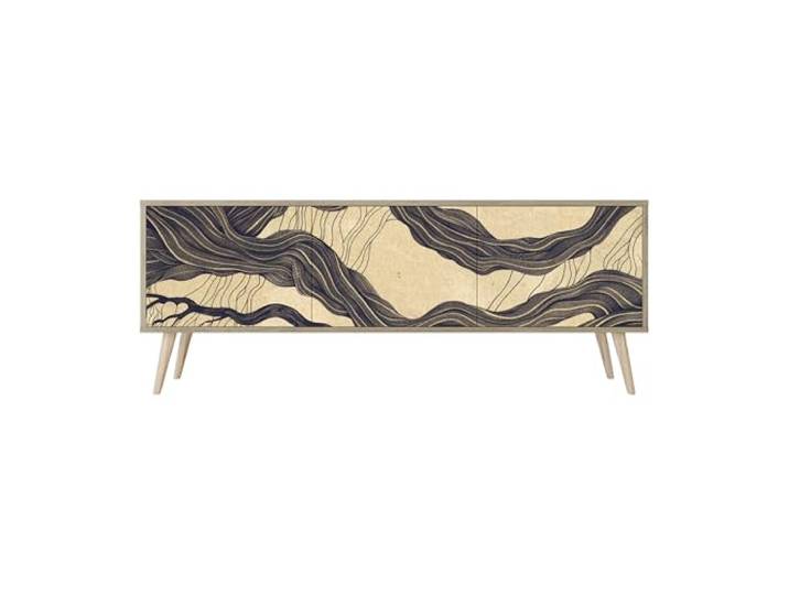 Healancy Biomedical TV Schrank mit Türen - Kommode - Fernsehschrank - Lowboard - Fernsehtisch - Wohnzimmer Möbel - Board mit Stauraum - Tisch - Sideboard - Fernsehrregal Riva-Eiche