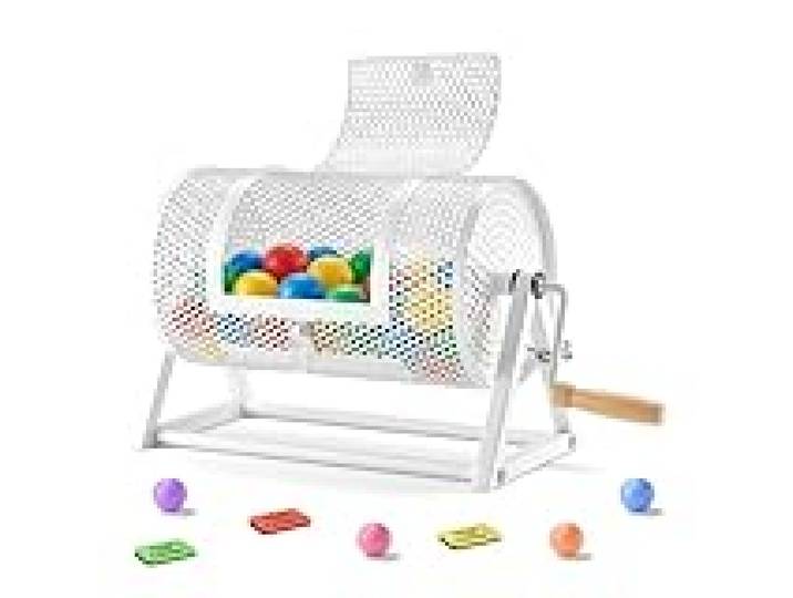 VEVOR Tambour de Tombola, 295x167 mm, Tambour de Loterie avec Poignée, Capacité de 2500 Tickets ou 100 Boules, Support Triangulaire, Boulier de Loto pour Événements, Fêtes, Salons, Blanc