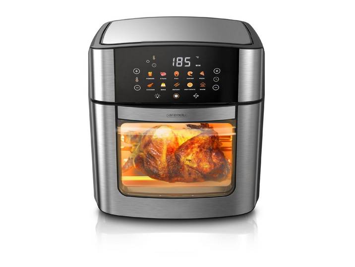 Arendo Heißluftfritteuse WLAN Airfryer 16L, Multifunktionsofen, Backofen, Grill, Dörrautomat, 1800 W, XXL WiFi Umluft Fritteuse ohne Öl + Zubehör für Pizza Hähnchen Pommes