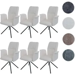 6er-Set Esszimmerstuhl HWC-N99, drehbar Armlehne Auto-Return, Stoff/Textil Chenille (340g/m2) ~ creme