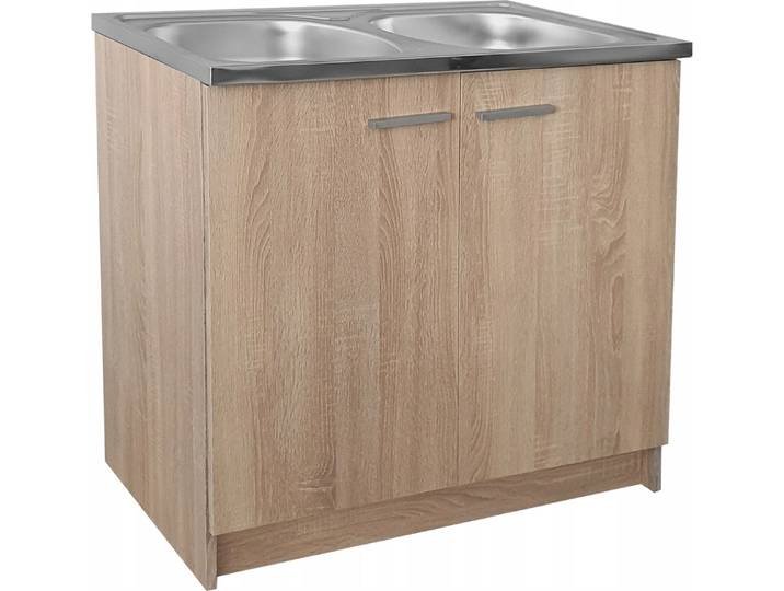 Stamar Armoire de cuisine\, avec évier 2 bacs\, chêne Sonoma\, 80 cm