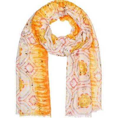 Schal STYLEBREAKER "Schal mit Batik Muster Metallic", Damen, gelb (gelb, orange), Obermaterial: 80% Viskose CV. 20% Baumwolle CO., Modisch, Modetücher Schal