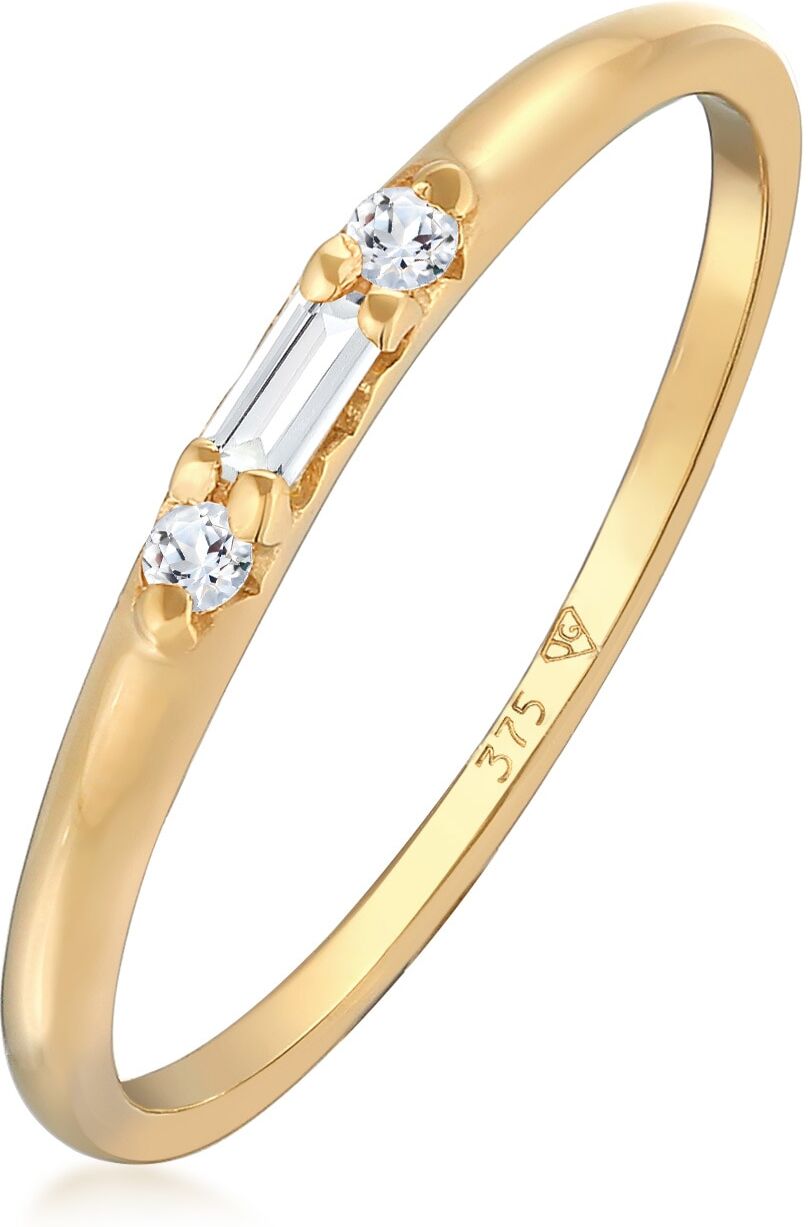Silberring ELLI PREMIUM "Ring Topas Baguette Verlobung 375 Gelbgold" Gr. 56, gold, Fingerringe, Damen, 56, Gelbgold 375, Silberring
