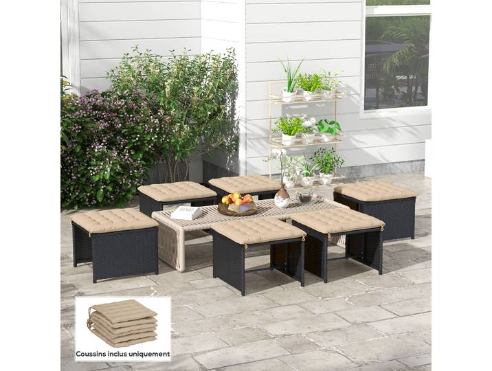 Outsunny 6 Coussins Chaise Jardin 40x40cm Confort