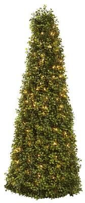 Nearly Natural Pre-lit 39-inch Boxwood Cone Tree - Green