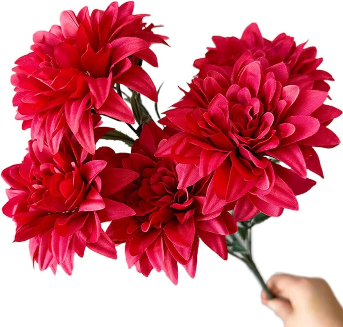 Rode Kunstbloemen Dahlia met realistisch 3D-effect, 40 cm hoog
