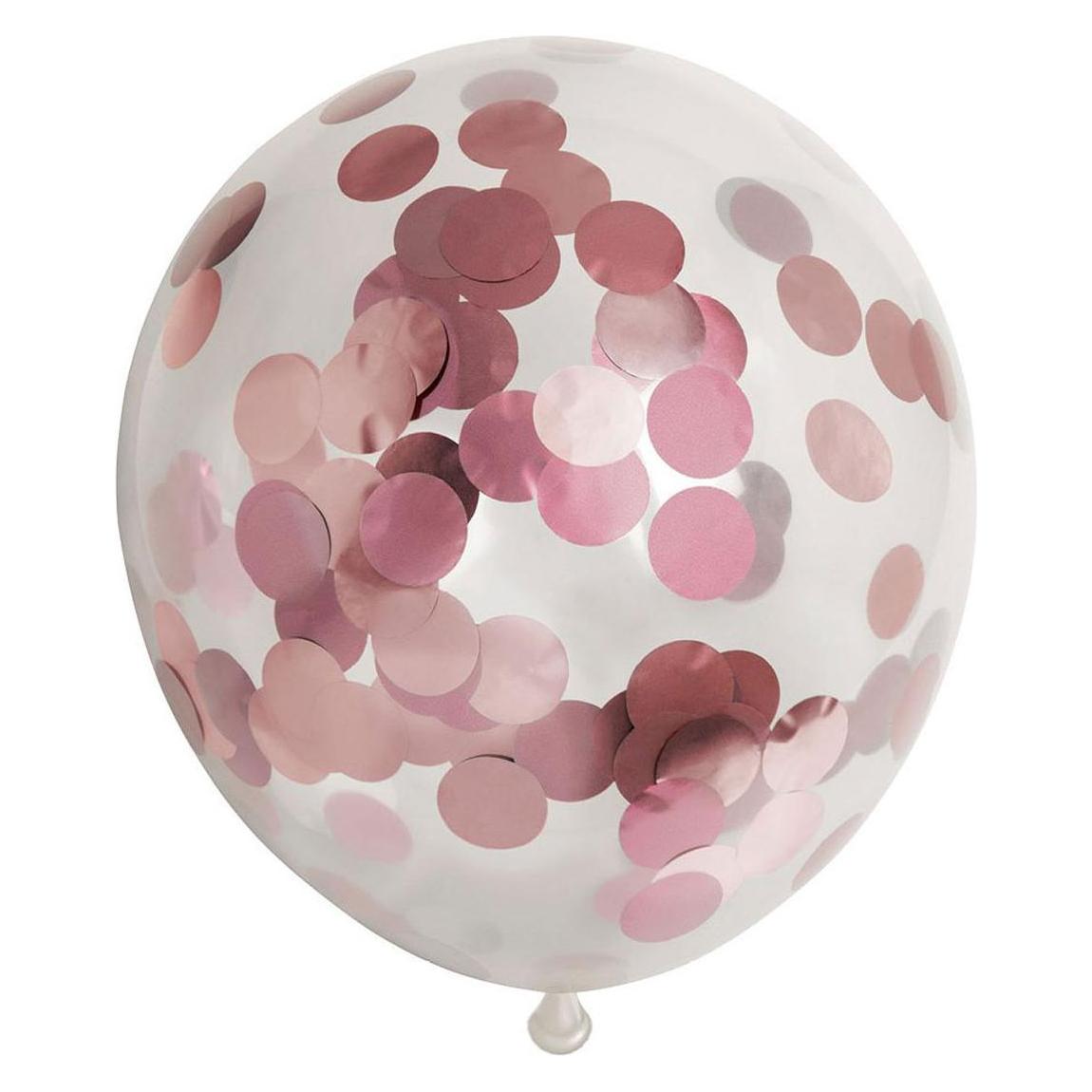Globos Europe Konfetti-Luftballons Papierkonfetti Metallix Roségold, 6 Stück (6x) (5712735017158)