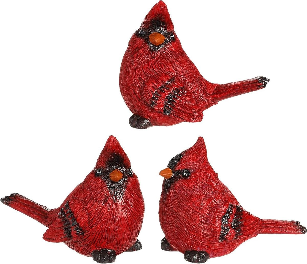 Set van 3 rode vogel beeldjes voor decoratie van je huis