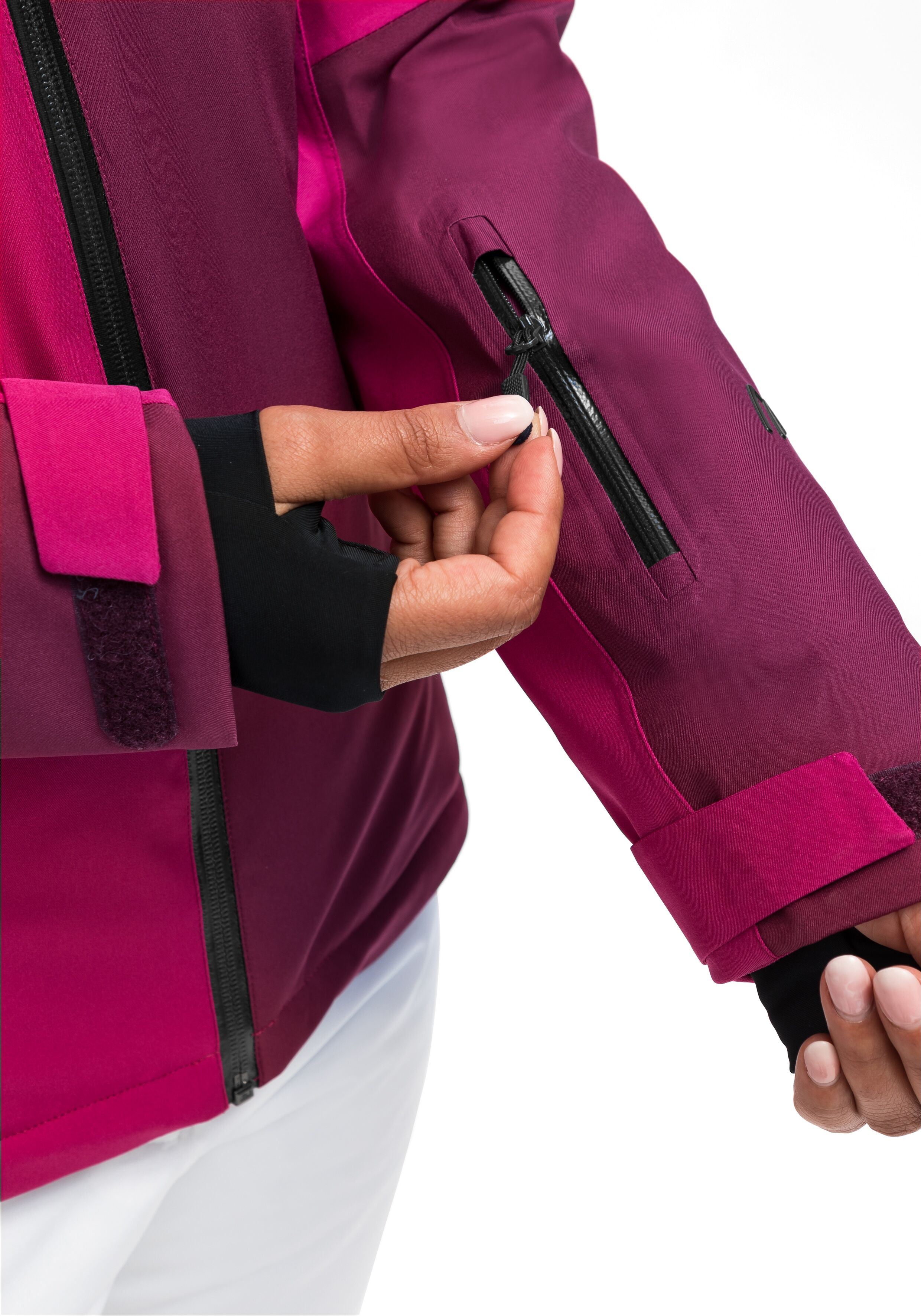 Skijacke MAIER SPORTS "Nuria", Damen, Gr. 19, pink (magenta), 100% Polyester, Rundhals, Jacken Skijacke, Damen Winterjacke, wind- und wasserdicht, 3 RV-Taschen, Regular Fit magenta 19