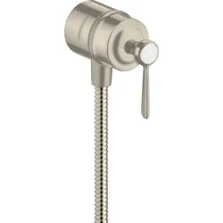 hansgrohe AXOR Montreux Fixfit Stop Schlauchanschluss, Abstellventil, Hebelgriff, 16883820, Farbe: Brushed Nickel
