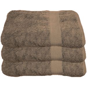 Julie-Julsen Handtuch walnuss, 70 x 140 cm, Duschtuch mit Bordüre, aus 100% Baumwolle, 500 g/m², 3 Stück