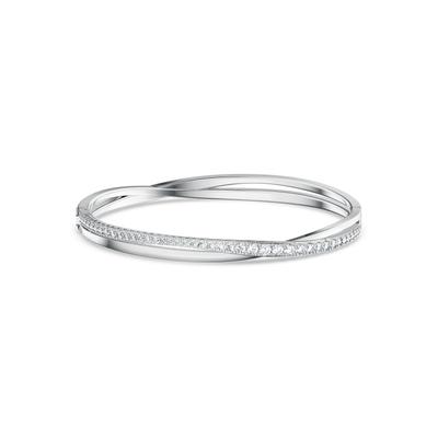 Armreif SWAROVSKI "Hyperbola Spin" Gr. M, silber (metallfarben, kristallweiß, kristallweiß), Armbänder, Damen, M, Metall, Armreif, mit Swarovski Kristall