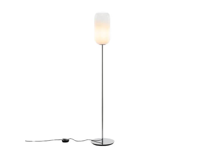 ARTEMIDE lampadaire GOPLE (Blanc ombrstructure argent Bianco sinistro - Aluminium et verre soufflé)