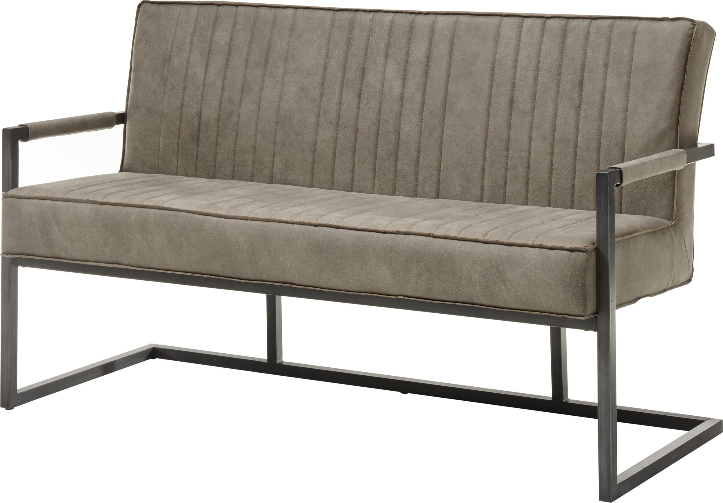 Bank >Linda< in taupe/anthrazit aus Mikrofaser/Metall - 160x93,5x67cm (BxHxT)