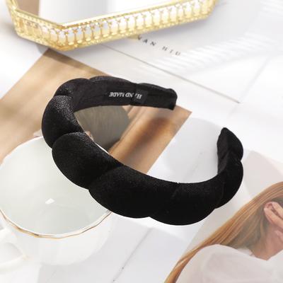 Smart Shopping Spot Velvet Twist Headband For Women Retro Wavy Braided Hair Hoops black