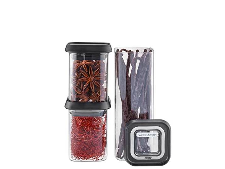 GEFU 3er-Set Vorratsdosen PANTRY Mini - Luftdichte Vorratsgläser Glas