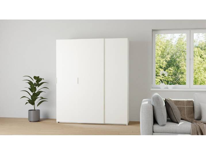 Schwebetürenschrank weiß Premium Dekore Creme­weiß