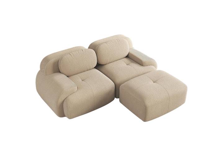 ComfortXL Ecksofa De-34025 modular mit gebogenen Armlehnen Beige, 208x178 cm, Wohnzimmer, Sofas & Couches, Wohnlandschaften, Ecksofas